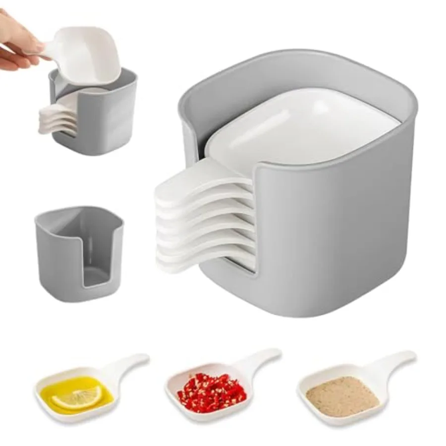 Dipping Sauce Plate and Holder Set, 6Pcs Plastic Dipping Dish with Storage Box, Including 6counts Seasoning Dish with Storage B