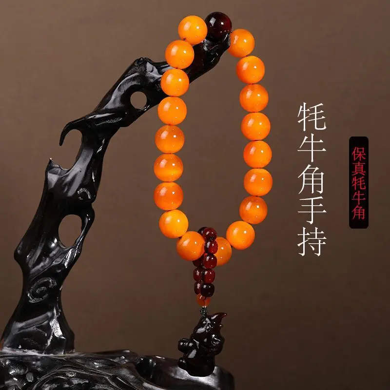 -style natural authentic Tibetan yak horn hand-held round beads 20mm