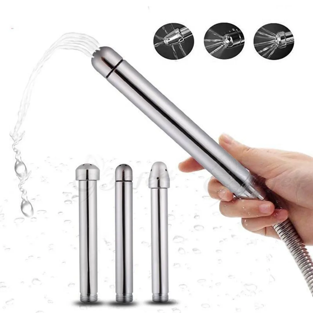 Shower Enema Water Nozzle with 3 Head Anal Douche Vaginal Clean Kit Cleaner