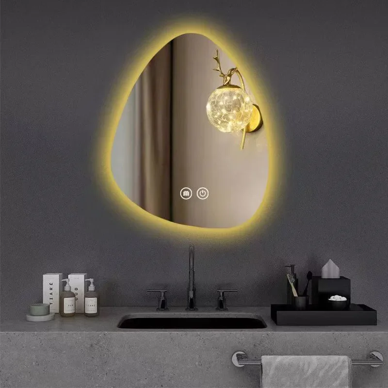 Bathroom bathroom mirror LED cosmetic mirror defogging special-shaped water drop mirror defogging dimming bathroom