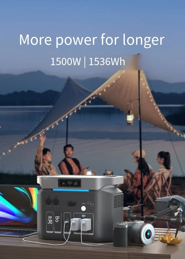 High Capacity Power Bank Fast Charging 1200W Portable USB C Battery with 4 Outputs LCD Display Battery Bank for Outdoors Camping