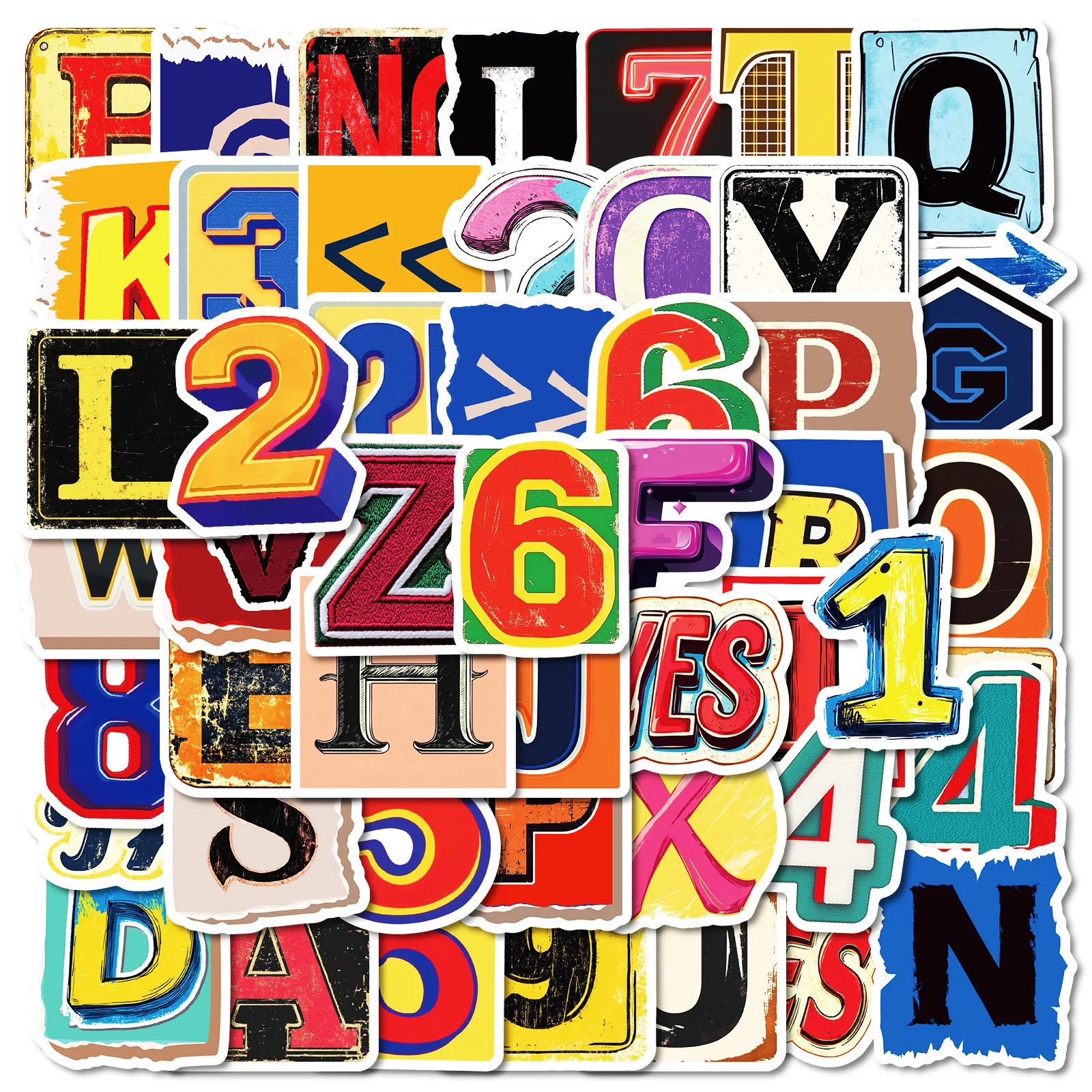 50/100PCS Retro Englisch Alphabet Serie Wasserdichte Dekorative Aufkleber Kreative Bunte Schreibwaren Notebook Aufkleber