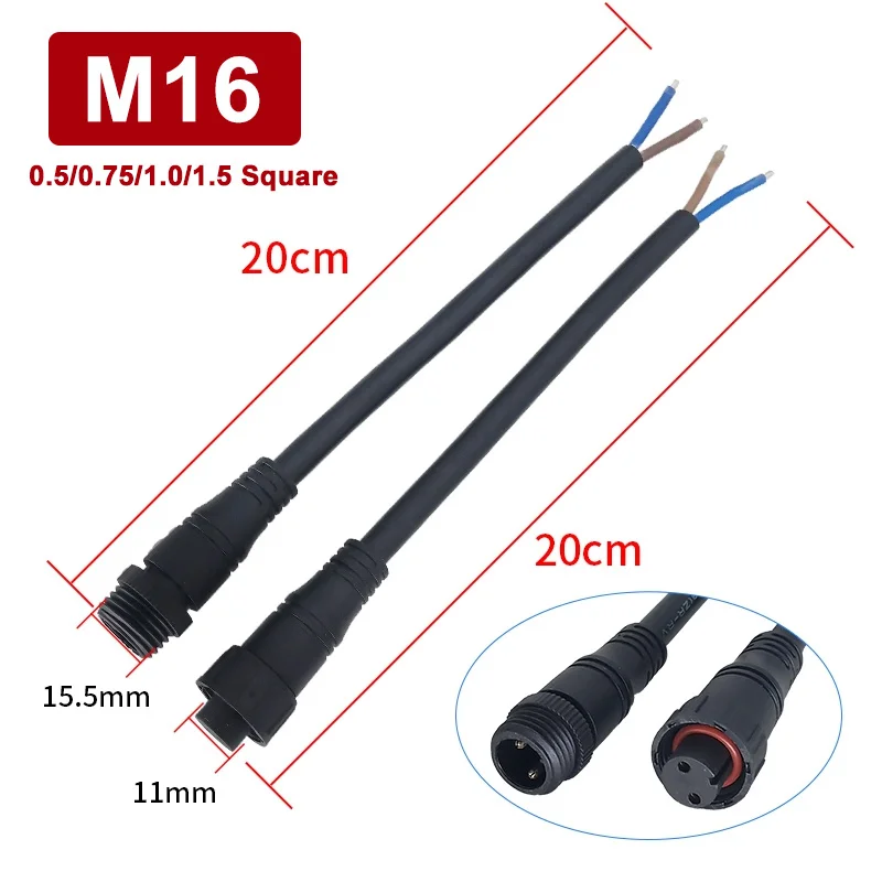 M16 2 3 4 5 Pin Waterproof Connector Male Female Docking Plug LED Cable Connector Light Sensor Terminal Car Quick Docking IP67