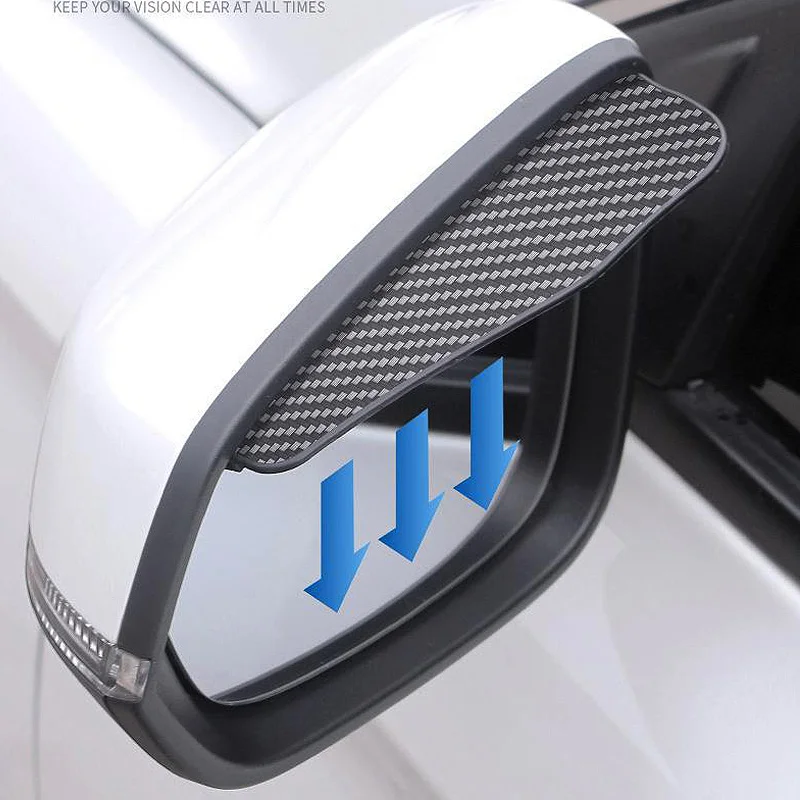 2-teiliger Auto-Rückspiegel Regenschutz Visier Augenbrauen Imitation Carbonfaser Seitenspiegel-Schutz Regenabdeckung Auto-Zubehör – Detail 5
