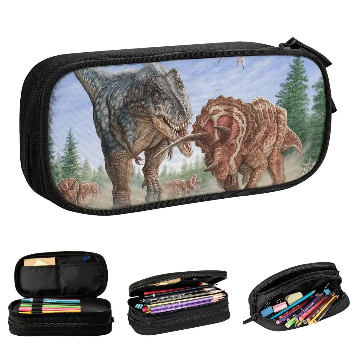 

Dinosaur Animals Pencil Cases Fun Chalk T-rex Pen Holder Bags Kids Big Capacity School Supplies Gift Pencilcases