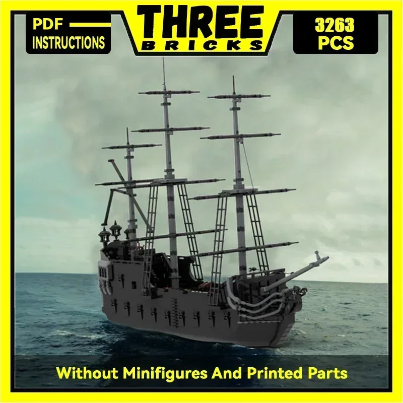 Military Model Moc Building Bricks Classic Black Pirate Ship Technology Modular Blocks Gifts Christmas Toys DIY Sets Assembly