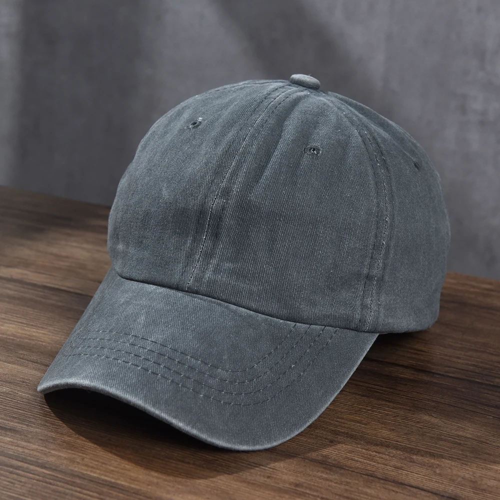 Unisex Baumwolle Baseball kappe gewaschen Stoff Männer Frauen Snapback Truck Hut Vintage Hip Hop taillierte Kappen einfarbig Papa Knochen Casque tte – Detail 6