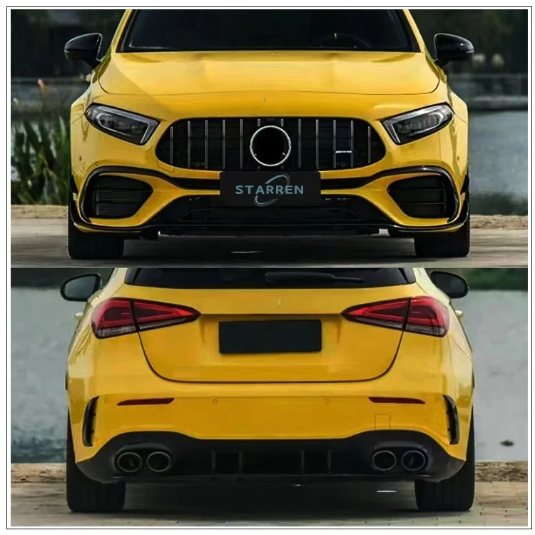 Voor W177 A-Class 2019-2021 Upgrades Hatchback A35 A45 Amg Bodykit Achter Diffuser Bumper Grille Zijschorten Voor Mercedes-B