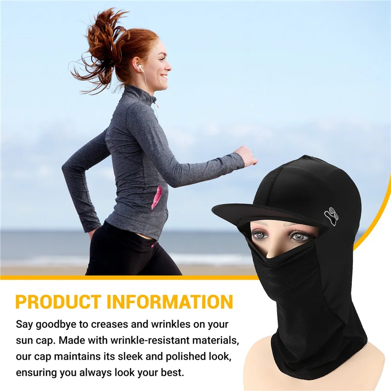 

ABVL-2PCS Outdoor Neck Protection Sun Cap For Breathable, Cool, Wrinkle Resistant, Moisture Absorbent And Quick Drying Black