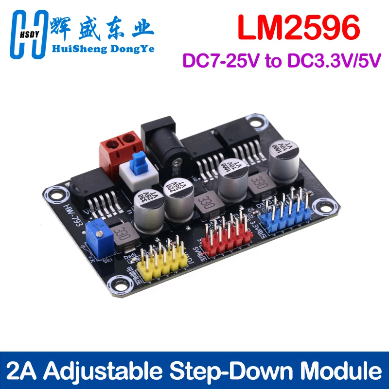 1/3pcs LM2596 Adjustable Buck Module DC7-25V to DC3.3V/5V Regulated Power Supply Module Smart Car Experiment Power Supply