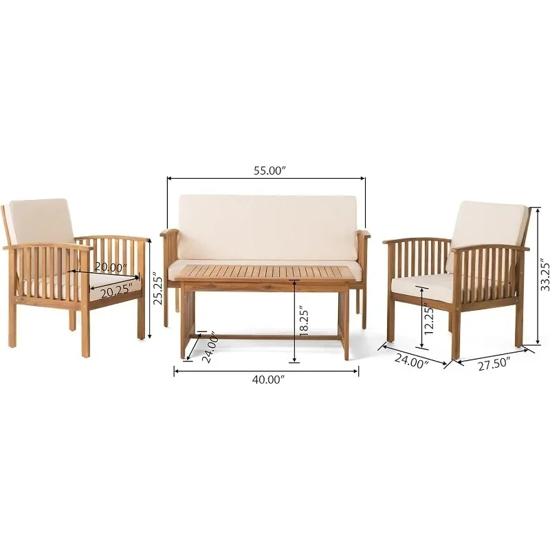 Outdoor Acacia Wood Sofa Set