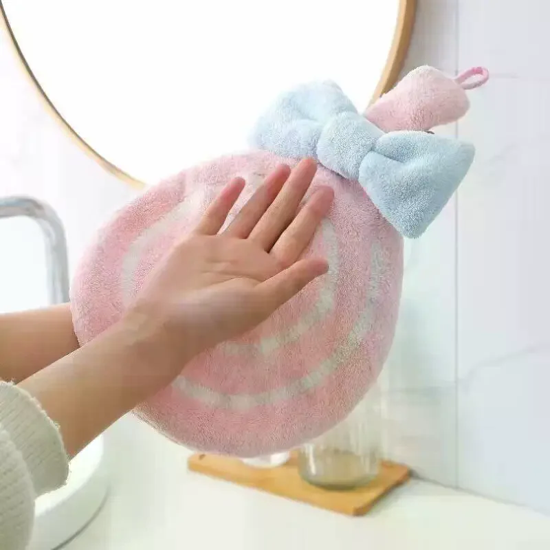 Toalha de mão dos desenhos animados macio absorvente coral veludo bordado pele-amigável microfibra pirulito pano de limpeza para cozinha banheiro