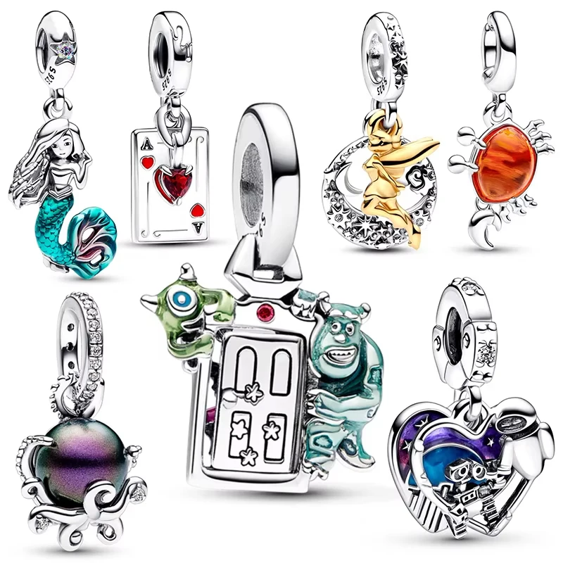 

Disney Pixar Monsters Inc Door Dangle and Mermaid Charm Bead Fit 3mm Bracelets Necklace For Women Luxury DIY Jewelry Making Gift