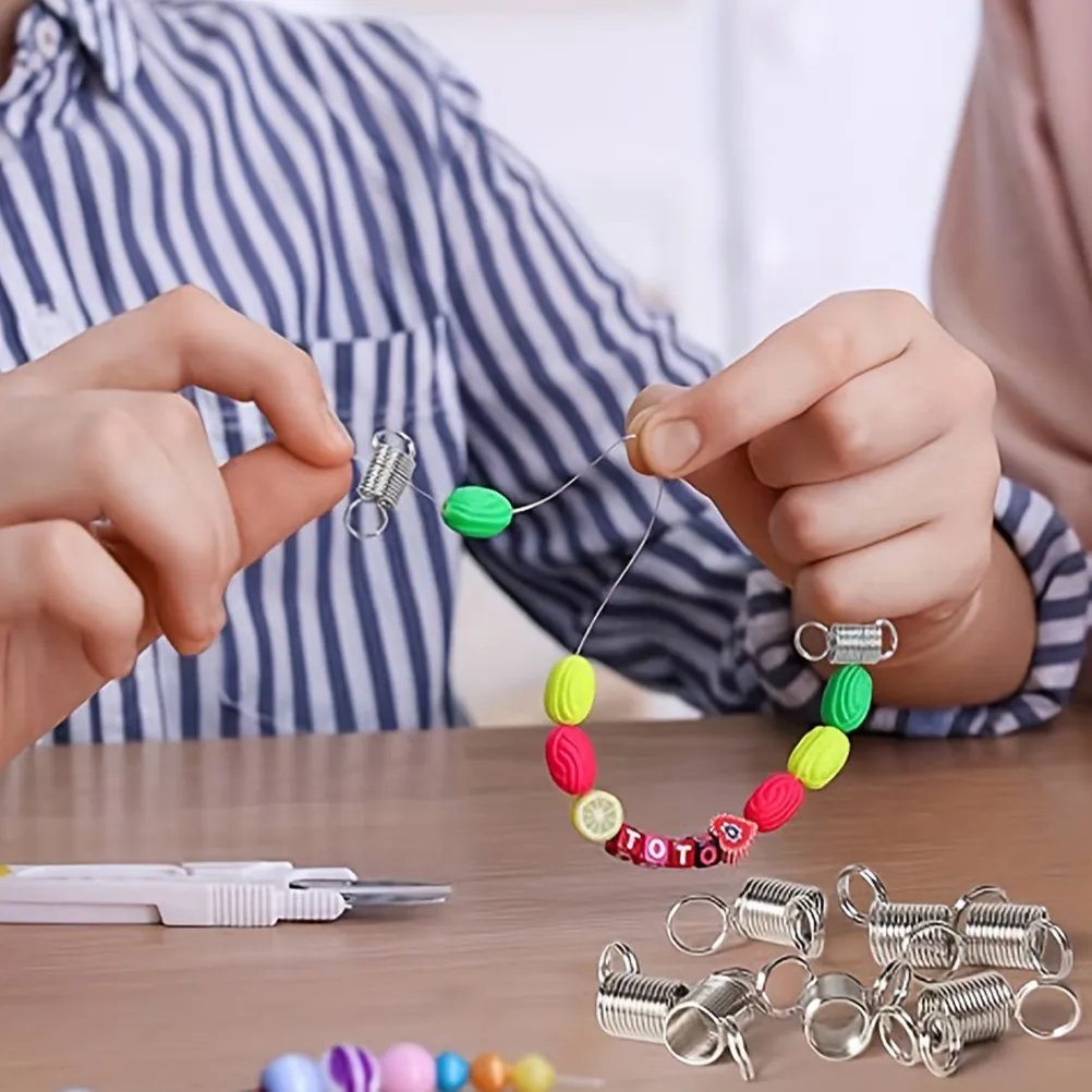 20Pcs Bead Security Clamps Spring Loaded Jewelry Findings Sturdy Reusable Wire Tensioner for Handmade Bracelet Necklace Jewelry