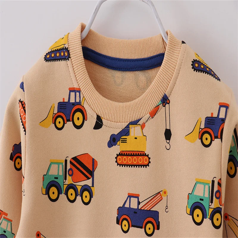 Boys Long Sleeve Hooded Sweatshirts Cars Print Autumn Spring Kids Sport Shirts 2-7T All Print Baby Children's Clothing