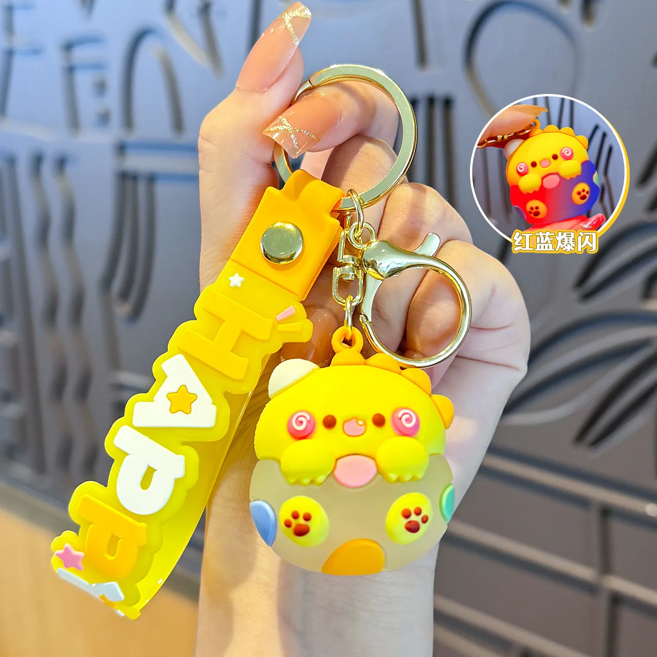 Creative Dinosaur Egg Keychain Cartoon Luminous Kawaii Dinosaur Baby Animal Pendant Keyring Cute Ornament for Women Men Backpack image 6