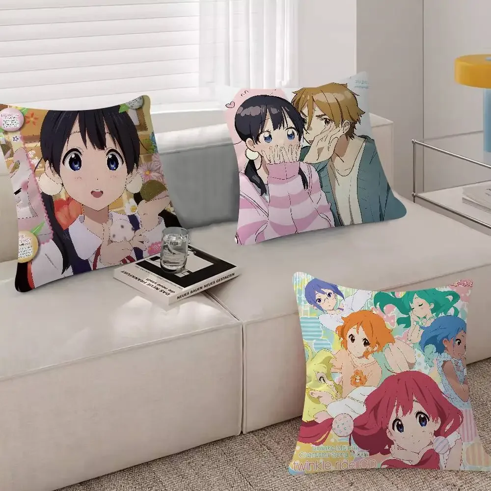 Animation T-Tamako Market Pillow Case Plush Fabric Soft Double Sided Print Sofa Cushion Cover Throw Pillow Covers