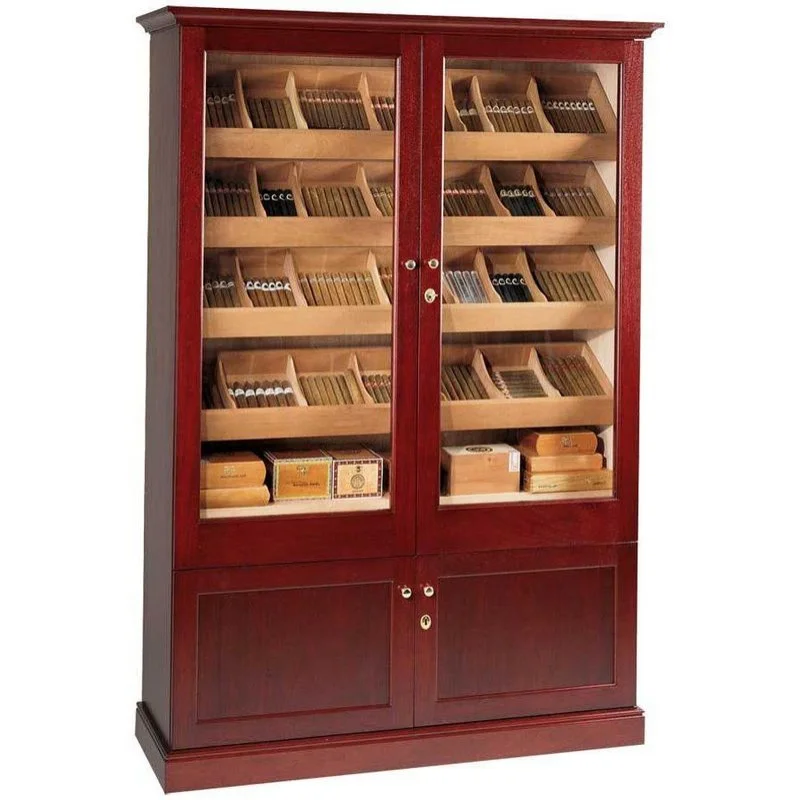 customized.Solid Build Smoke Shop Display Cigar Double Door Cigar Humidifier Cabinet with Led Light Large Cigar Humidor Cabi