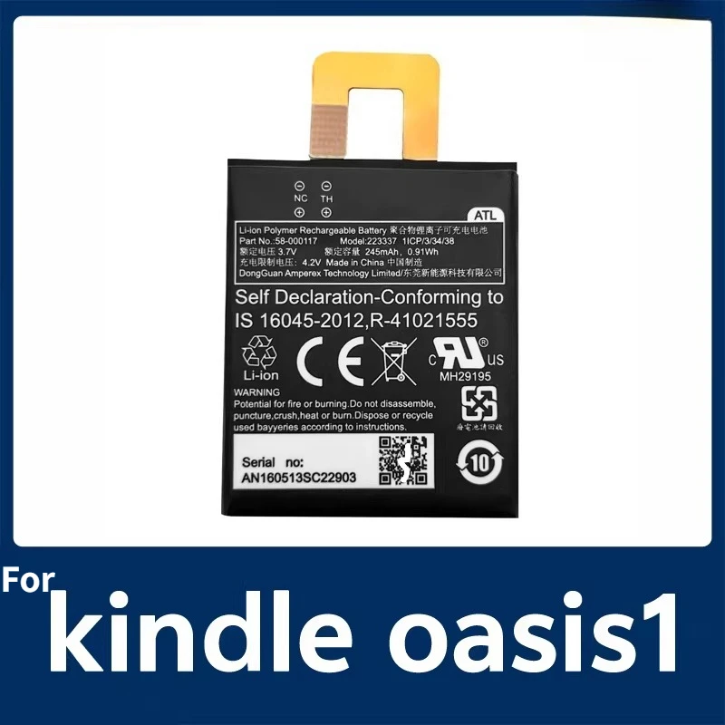 4.2V 245mAh Li-Polymer Replacement Battery 245mAh 0.91Wh 223337 Fit   Kindle Oasis 1 2 3 Ebook Reader