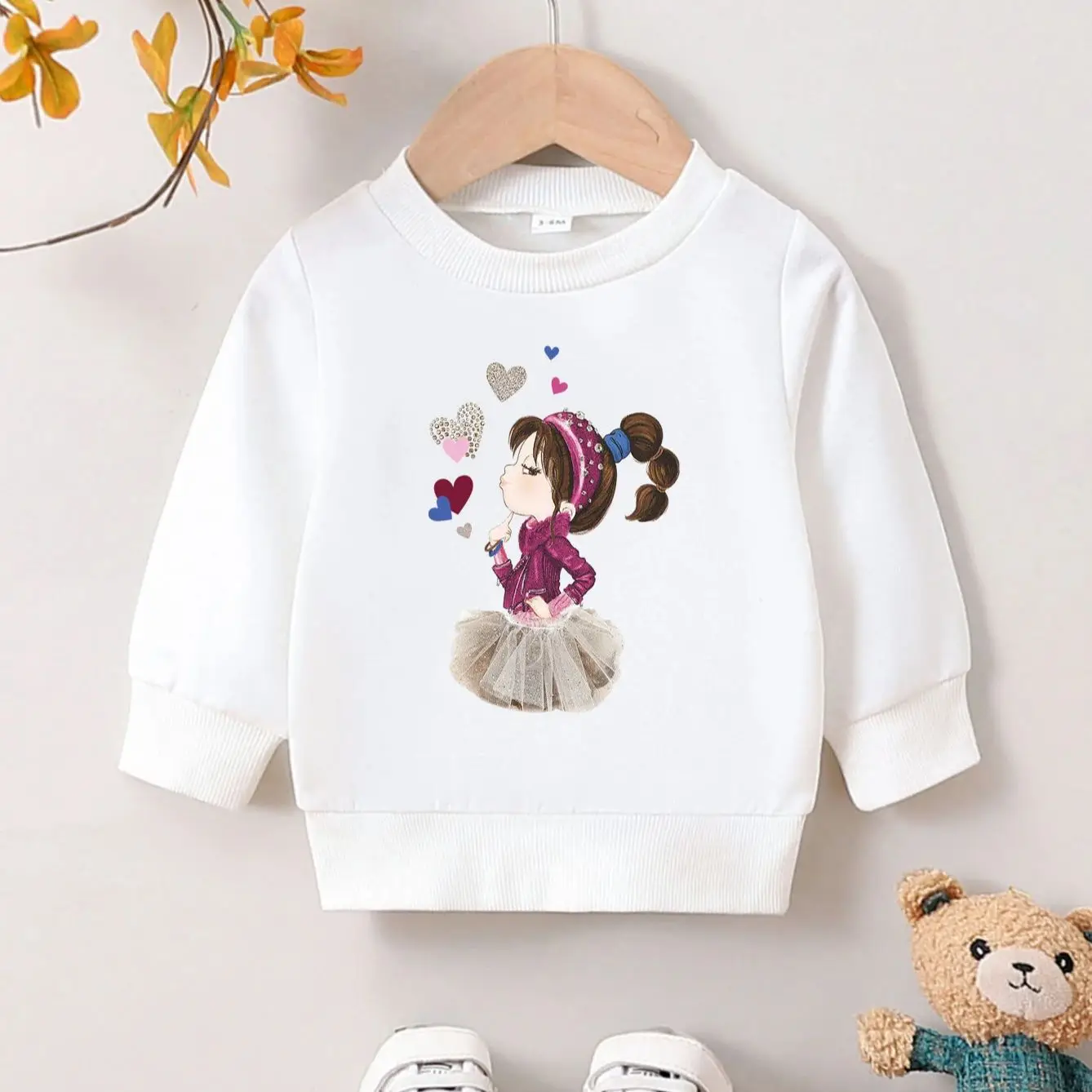 Autumn And Winter Cute Cartoon Casual Printed New Hoodies For Girls Aged