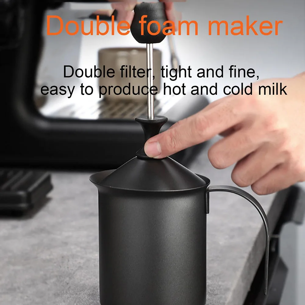 Manual milk frother - made of stainless steel material, with a double-layer design to create perfect milk froth