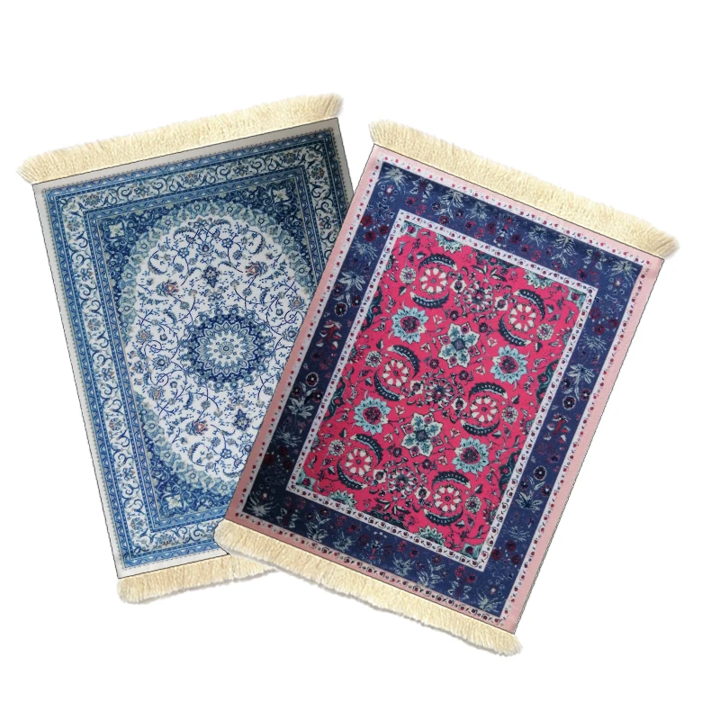 2-Piece Set Persian Style Rug Mouse Pad Oriental Carpet Style Small Mouse Pad Computer Mousepad for Table Decor Coffee Coasters