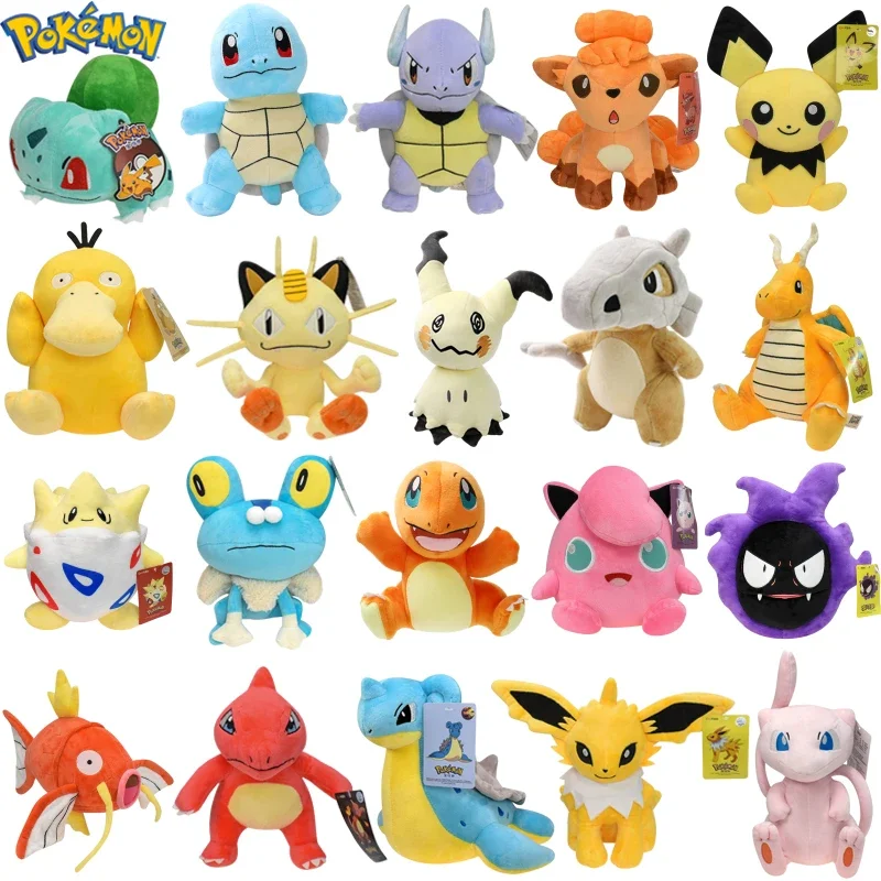

Charizard Wartortle Vulpix Mimikyu Soft Plush Toys Meowth Magikarp Mew Jolteon Peluche Dolls Festivals Gifts