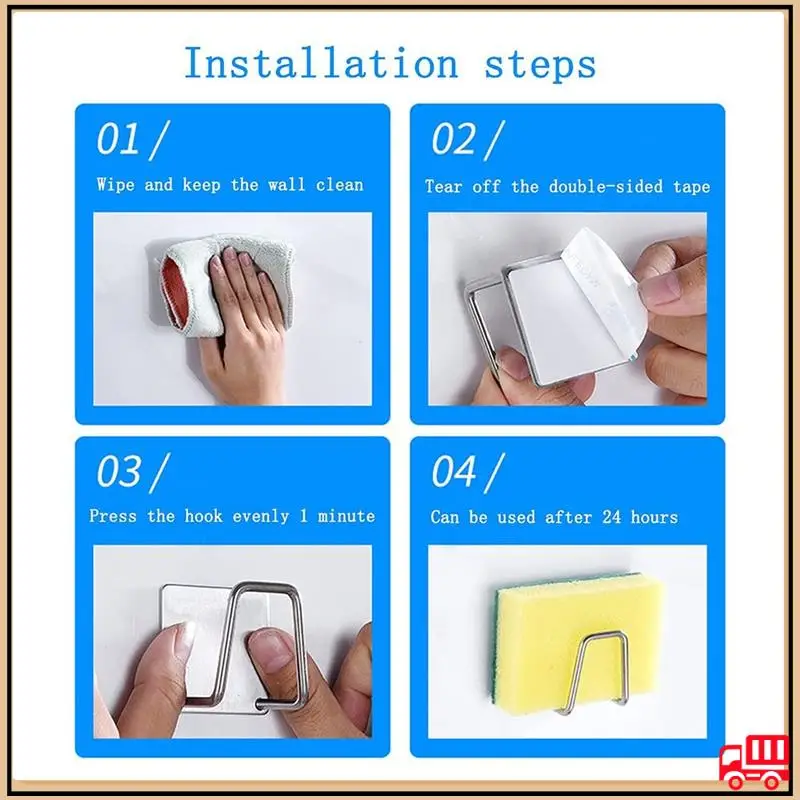 A06P-Rak Spons Tidak Berlubang Rak Pengering Spons Baja Tahan Karat Rak Penyimpanan Kain Bola Baja Rak Rak Wastafel