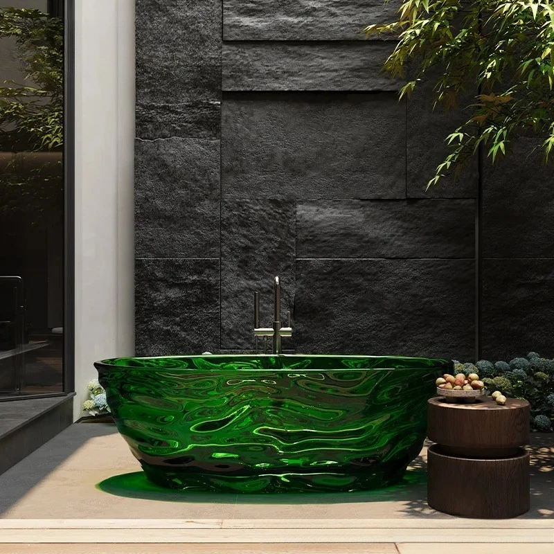 Transparent color resin integrated free-standing bathtub home hotel homestay simple
