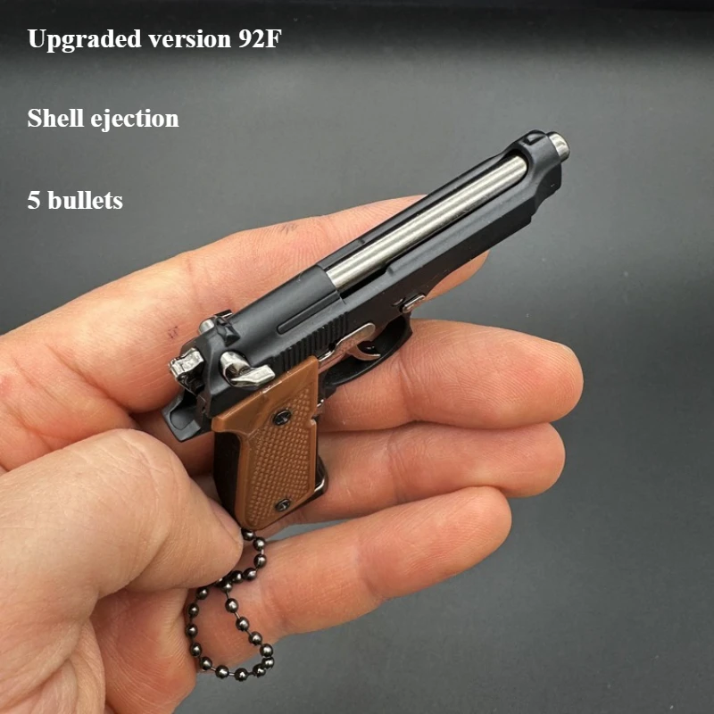 Upgraded Version 1:3 Metal Inscription 92F Model Gun Detachable Keychain Shell Pop-up Decompression Toy Men's Gift