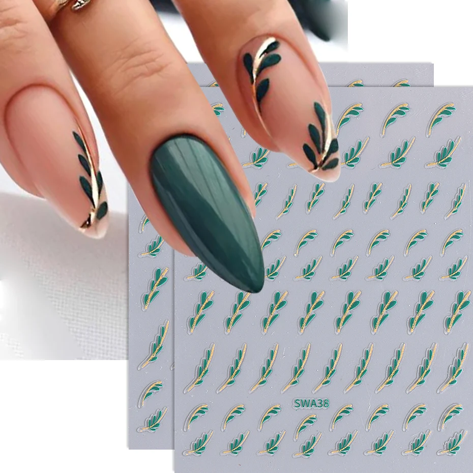 Autocollants 3D pour ongles, 2 pièces, feuilles de ligne dorée, Halloween, mauvais œil, serpent, soleil, étoile, ligne dorée, décalcomanies pour ongles, décorations de manucure à faire soi-même
