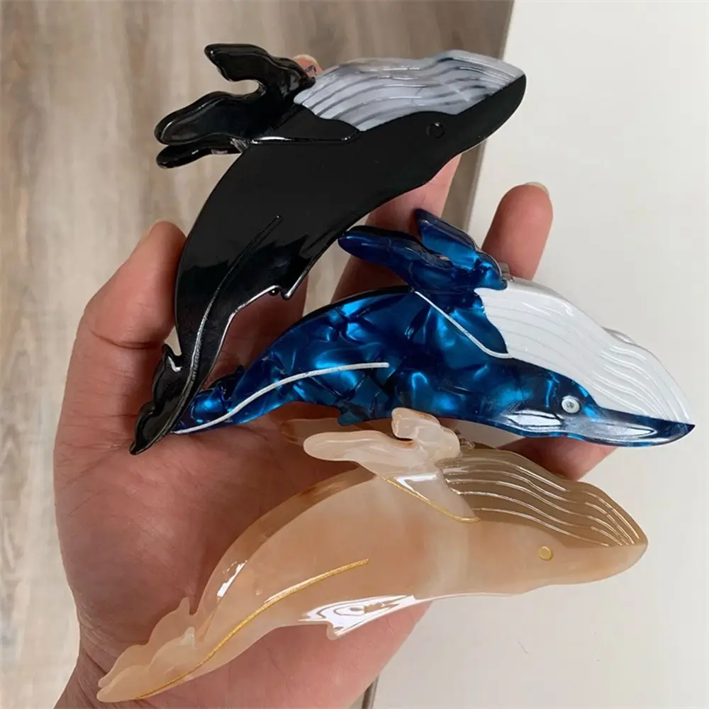 Large Grab Clip Hair Clip Dolphin Blue Whale Female Hair Accessories Hair Claw Acetic Acid Hair Clip Korean Style Headwear