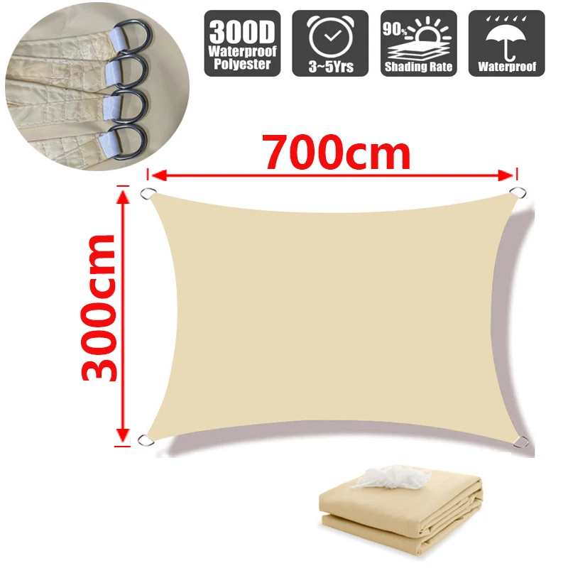 Schaduwzeil voor buiten, 300D polyester waterdichte UV-bestendige luifel, zonneschijnluifel voor terras, automat, achtertuin, tuin, enz.