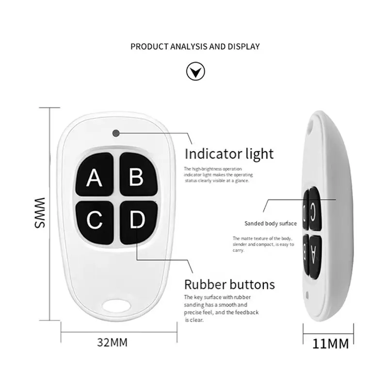 DIGIT-315Mhz Universal Garage Door Opener Remote Control Wireless 4-Button Key Duplicator Clone Electric Gate Transmitter B