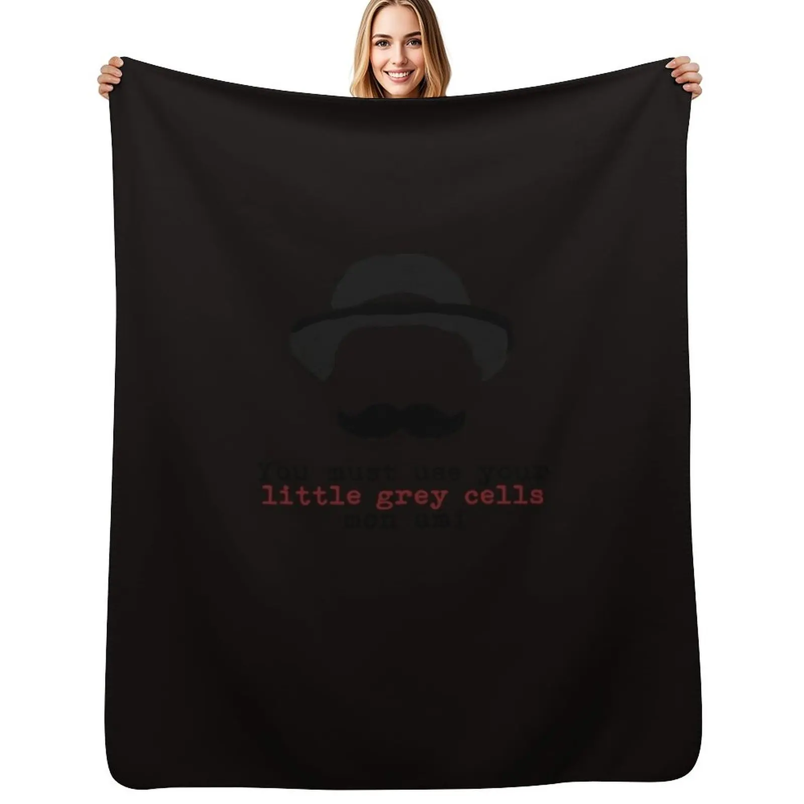 Agatha Christie Hercule Poirot - Little Grey Cells - Manta clásica con diseño de camiseta, suave, para decoración del hogar, para sofá y dormitorio