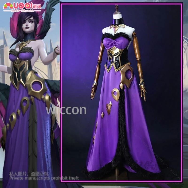 لعبة LOL Cos League Of Cosplay Legends Morganta Fallen Angell زي نسخة مكافحة الشغب ملابس نسائية على الطراز القوطي للهالوين