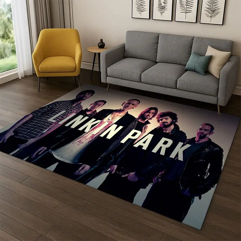 Retro L-Linkin Park Rock Band Carpet Rug for Playroom Bedroom Living Room Sofa Home Decor,kid Game Area Rug Non-slip Floor Mat