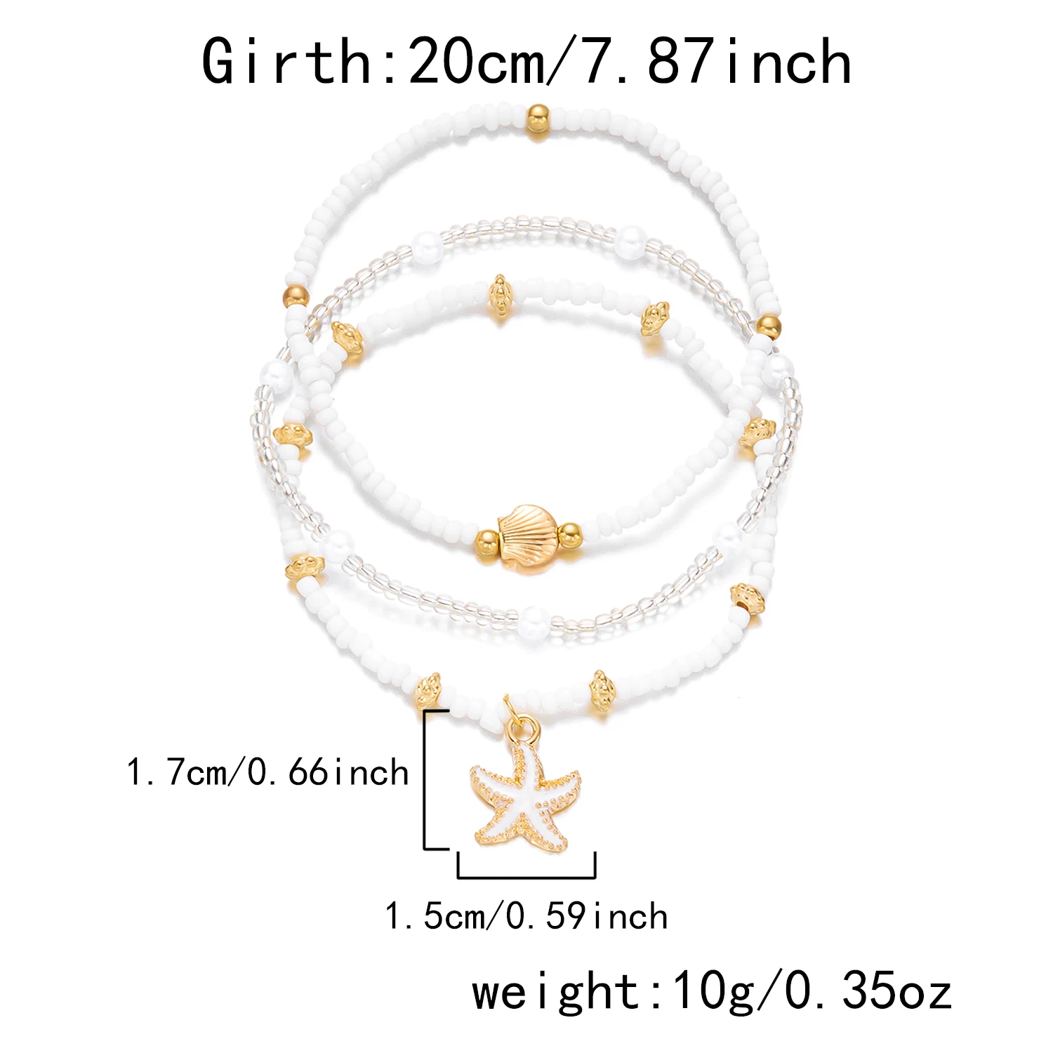Böhmische Mehrschichtige Perlenkette für Frauen Goldfarben Seestern-Muschel-Anhänger Choker Sommer Strand Urlaub Schmuck Geschenk – Detail 11