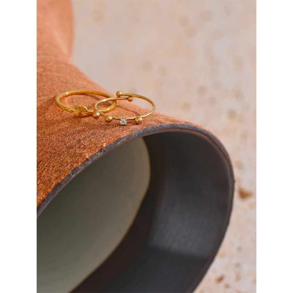 Yhpup 56789# Thin Stainless Steel Small Chic Heart Zircon Ring Minimalist Fashion Golden Finger Daily Charm Popular Jewelry New