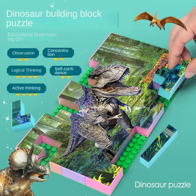 Puzzle di dinosauri-Design colorato di cartoni animati per lo sviluppo del cervello e il divertimento in famiglia-perfetto giocattolo per