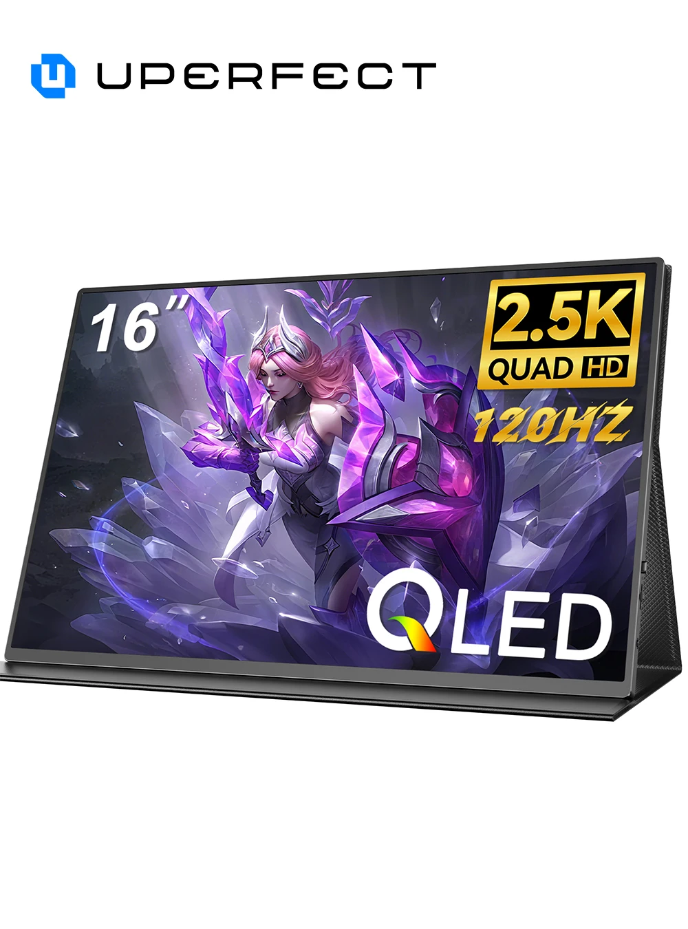 UPERFECT QLED QHD 16" 2K Portable Monitor 2560*1600 100%sRGB 500Cd/m 120Hz Gaming Display For Xbox PS5 Switch Laptop Mac Phone
