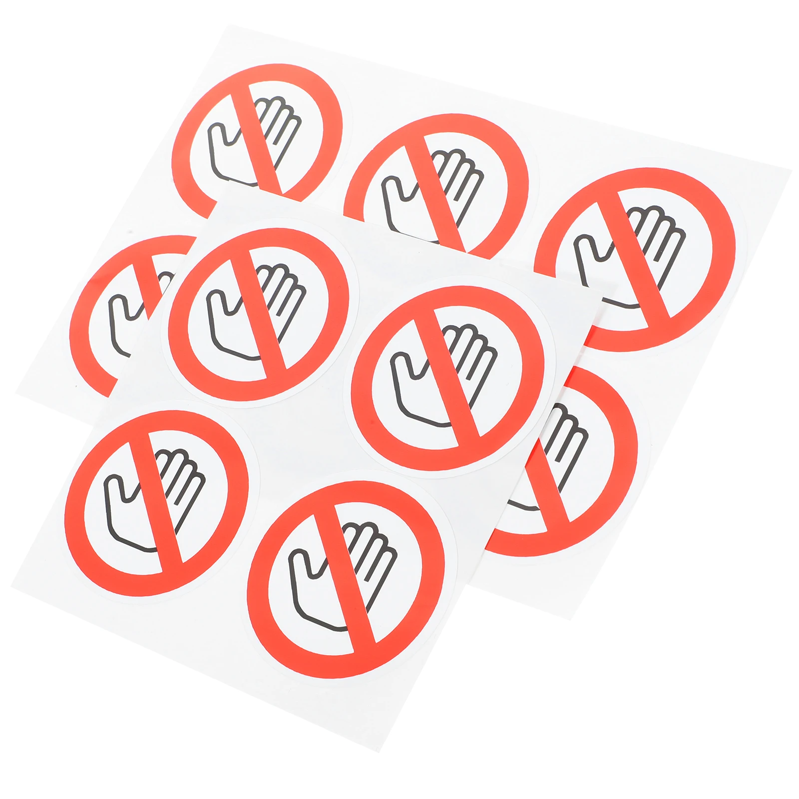 10pcs Warning Stickers 25mm Diameter Safety Machine Caution Labels No Touch Sign Round Vinyl Folder Tags