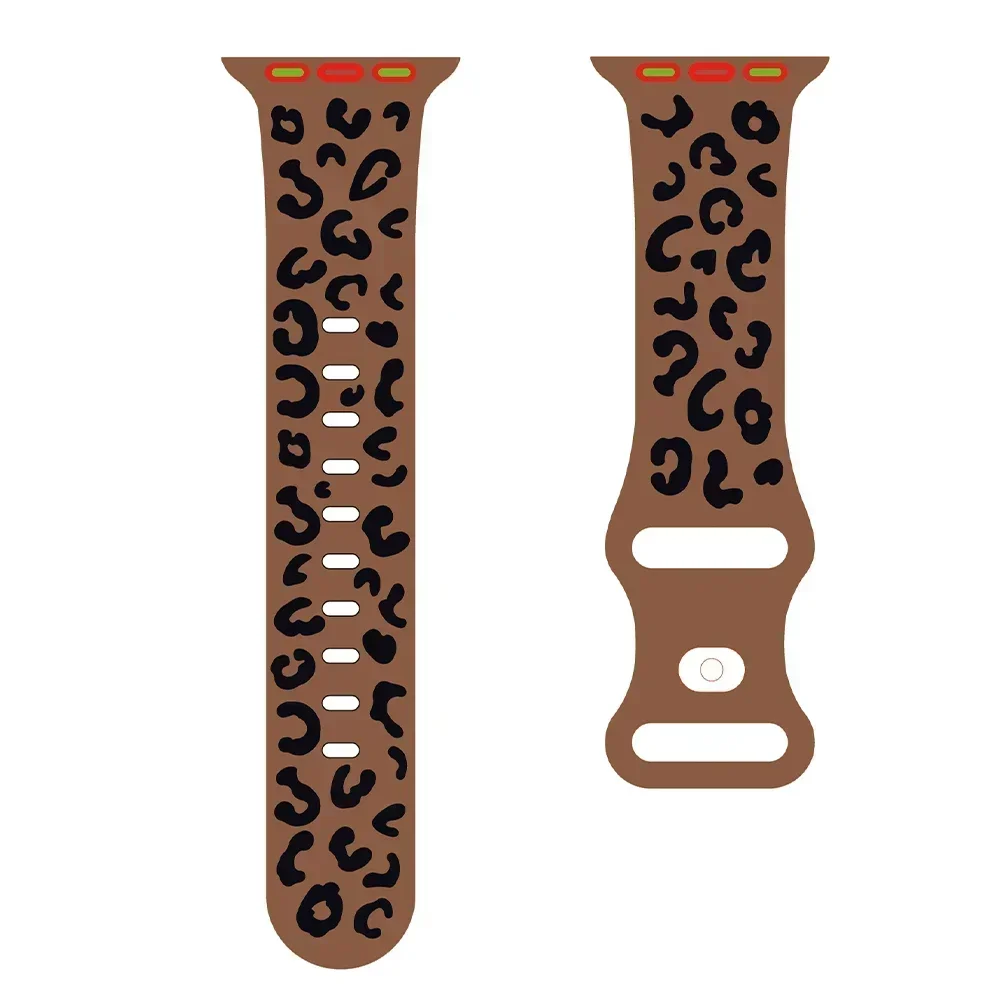 Leopard Printed Strap For Apple Watch 38mm 40 41mm 42mm 44mm 45mm 49 Soft Silicone Watch Band For iWatch 6 5 4 3 Se 7 8 Correa