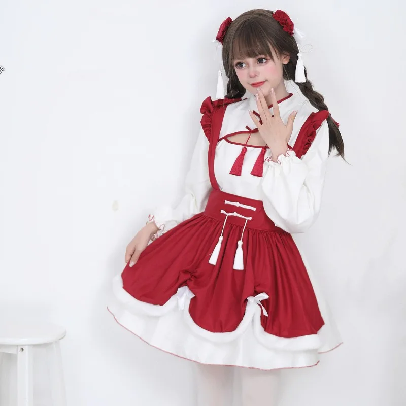 2026 Anime Lolita Costume Soft Girl Likes Live Role Playing Chinese Cheongsam Dress School Girl Party Lolita Cosplay