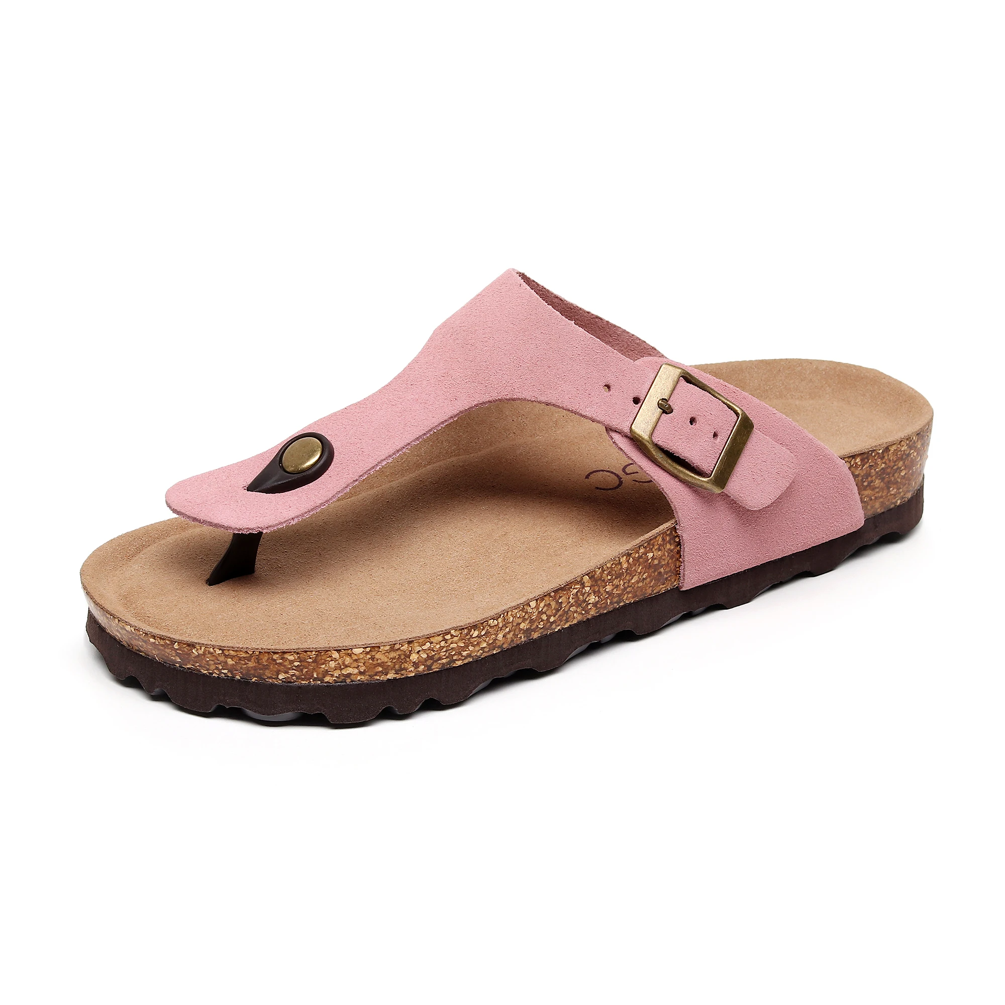 

New Summer Cork Footbed Flip Flops Casual Men Women Leather Non-slip Cork Slippers Slides Shoes