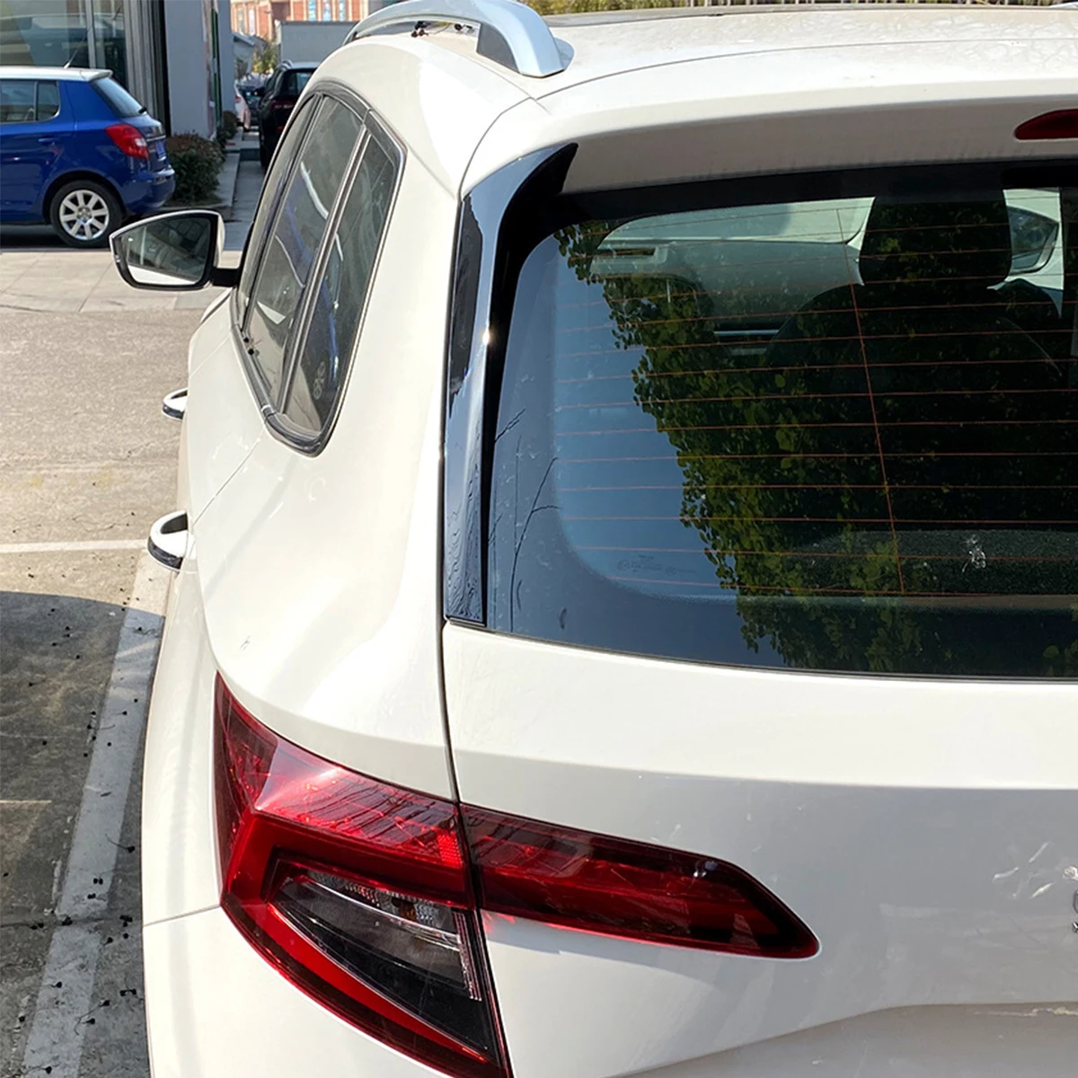 Car Rear Window Side Spoiler Wing Splitter For Skoda Karoq 2017 2018 2019 2020 Gloss Black