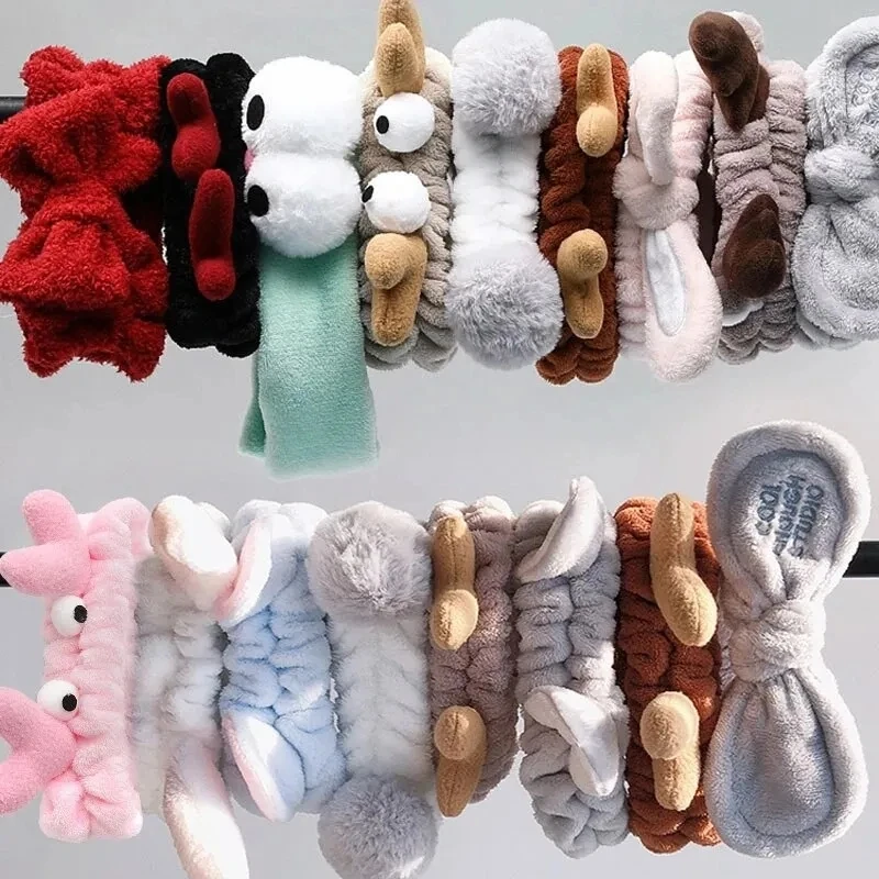 Cartoon Plush Hairband Women Winter Warm Face Wash Simple Cute Hair Bands Korean Hair Hoop Headband Girls Hair Accessories