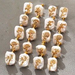 Natural Freshwater Square Pearl Clip Earrings for Women Birth Month Flower Adjustable Fake Piercing Baroque Pearls Ear Cuff