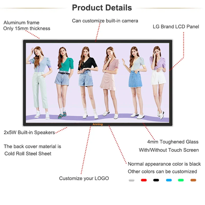 Multi TV Wall Horizontal or Vertical Screen Hanging Wall Mount Digital Menu Board for Restaurant
