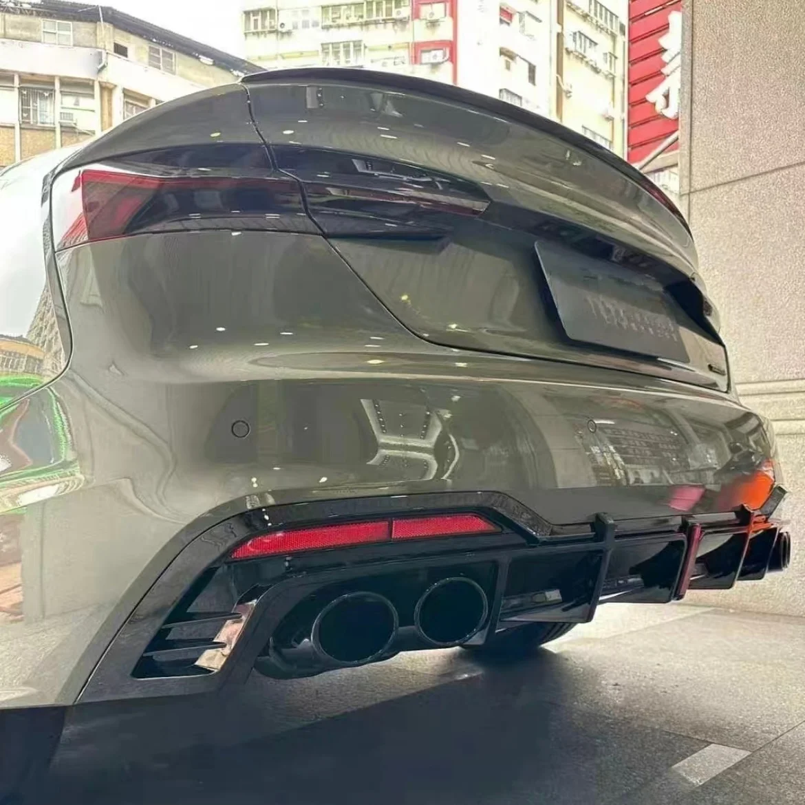 Rear Bumper Diffuser Spoiler With Exhaust Tips Splitters For Audi A5 Sline S5 2021-2024 Rear Diffuser With LED ABS Gloss Black - view 3